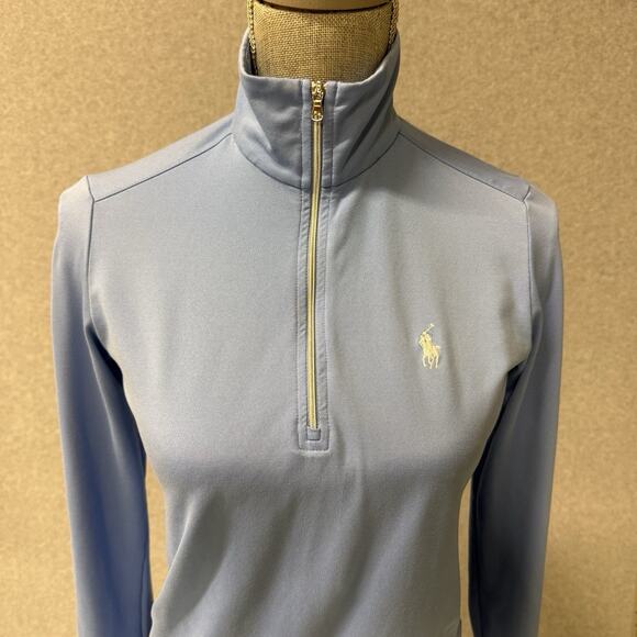 Polo Golf Ralph Lauren 1/4 Quarter Zip Performance Mock Neck Top Blue Women’s S - Picture 2 of 11